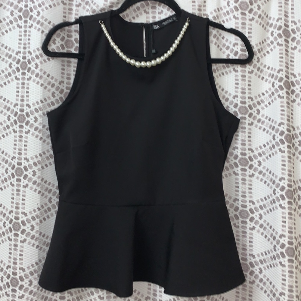 ZARA PEARL PEPLUM TOP